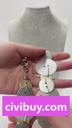 Mixed Metal Disc Statement Necklace with Adjustable Chain