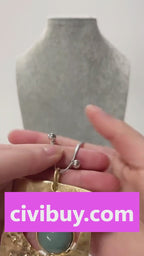 Gold Geometric Pendant Necklace with Silver Beaded Double Chain