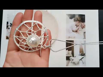 Dream Catcher Necklace pearl Center necklace