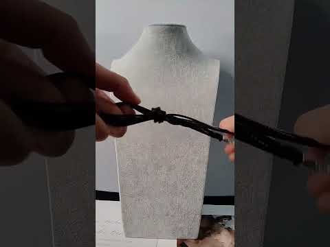 Vintage 17" ketting sterling zilver 925 zwart leer met zilveren cirkel