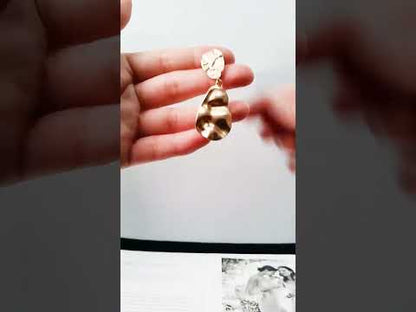 Gold Plated Molten Irregular Freshwater Drop Earrings