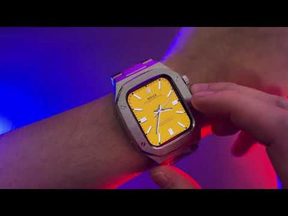 Apple Watch Series 7 45mm バンド ケース付きケース一体型バンドケース バンド ケース付き ベルト カバー 交換ベルト ステンレス レディース オシャレ Series 7 ケース一体型バンド 金属 メタル 男子