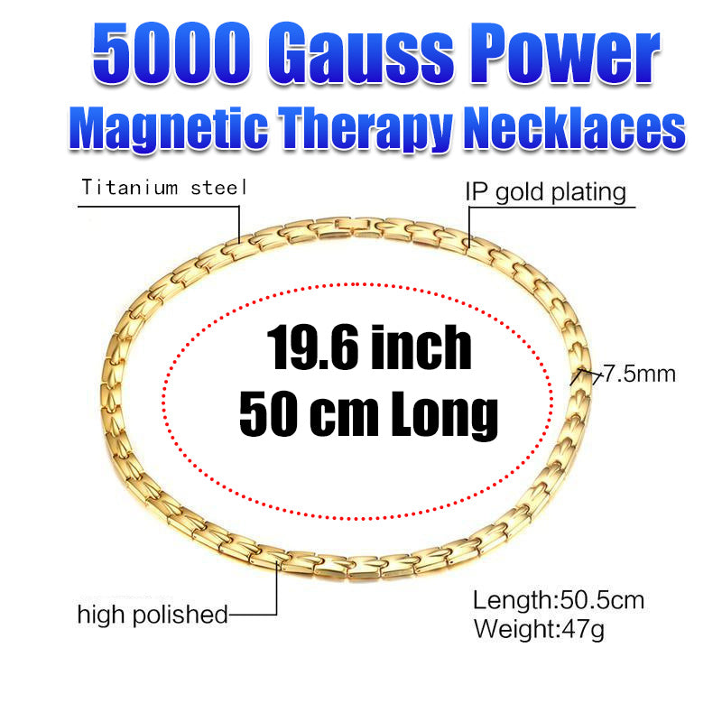 Powerful Gold Titanium Magnetic Therapy Necklace For men – CIVIBUY
