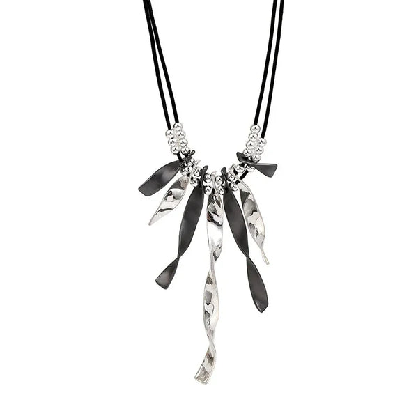 Chunky Necklace for Women Silver & Black Pendant