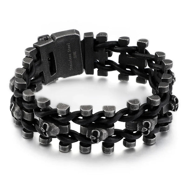 Mens Chain Viking pirate Bangle Black Large