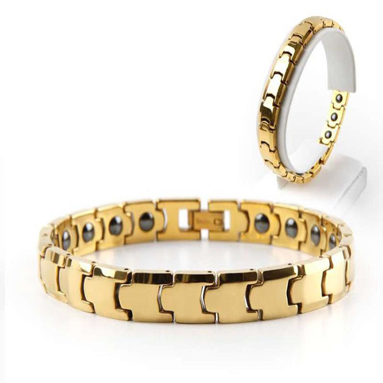 Gold Tungsten Bracelet with Magnet Therapy for Pain Relief - CIVIBUY