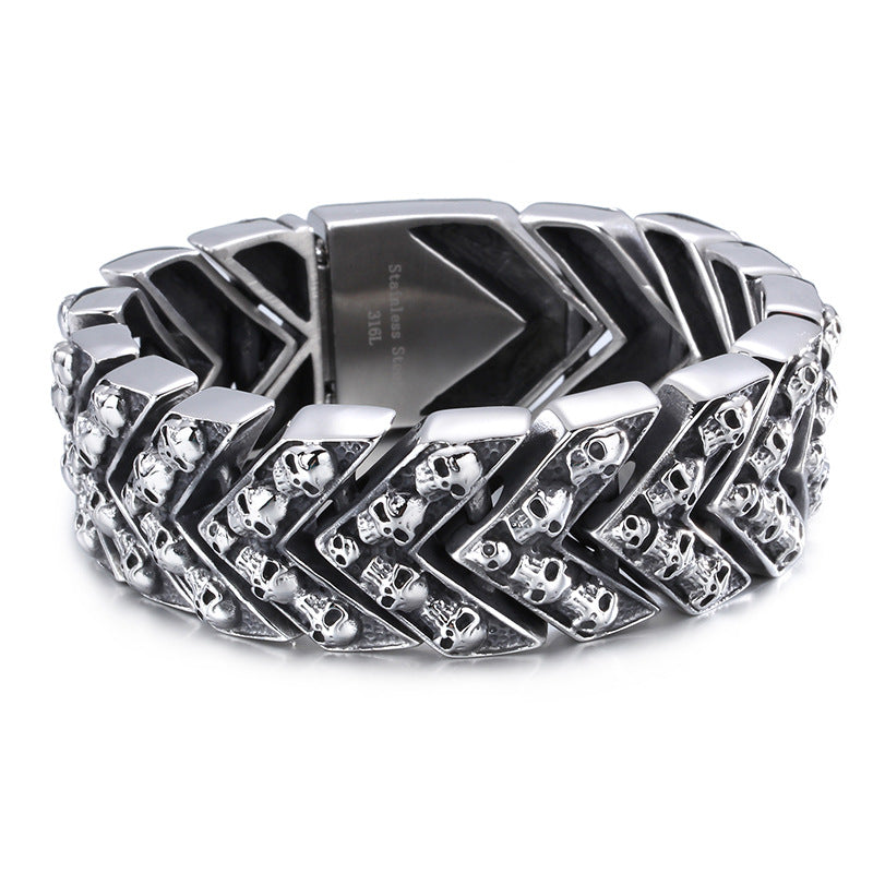 Mens Chain Viking ghost Silver Bacelet Large - CIVIBUY