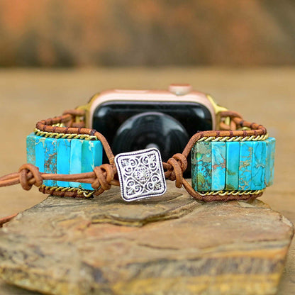 Handmade turquoise Beaded stone Watch Strap for Apple Watch - CIVIBUY