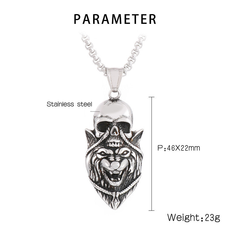 Beast skull Stainless Steel Necklace for Men - CIVIBUY