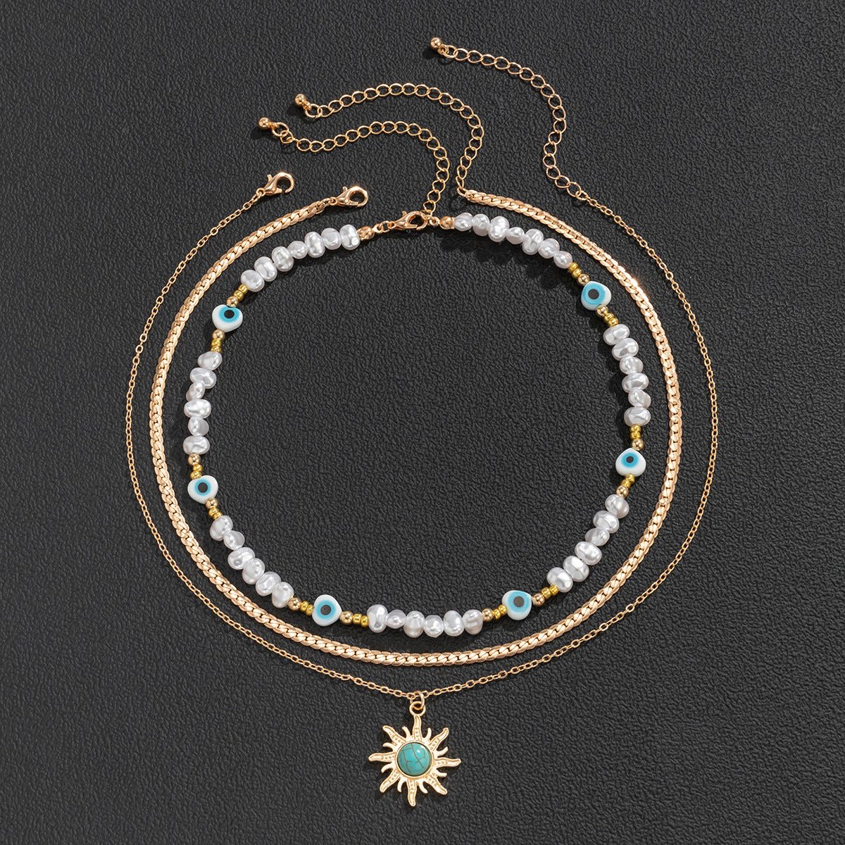 Layer Necklace Silver Set of 3 necklacesLotus Necklace - CIVIBUY