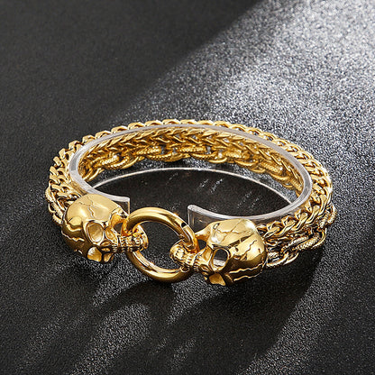Viking Skull bracelet Mens stainless steel bracelets wrist bracelet - CIVIBUY