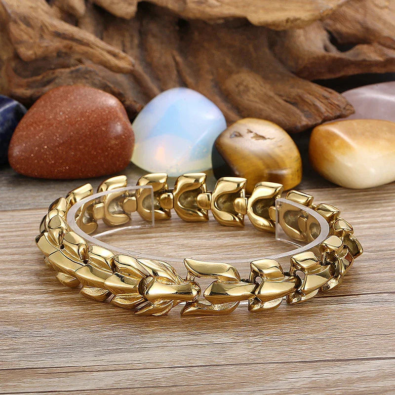 Gold bracelet stainless dragon chain for men - CIVIBUY