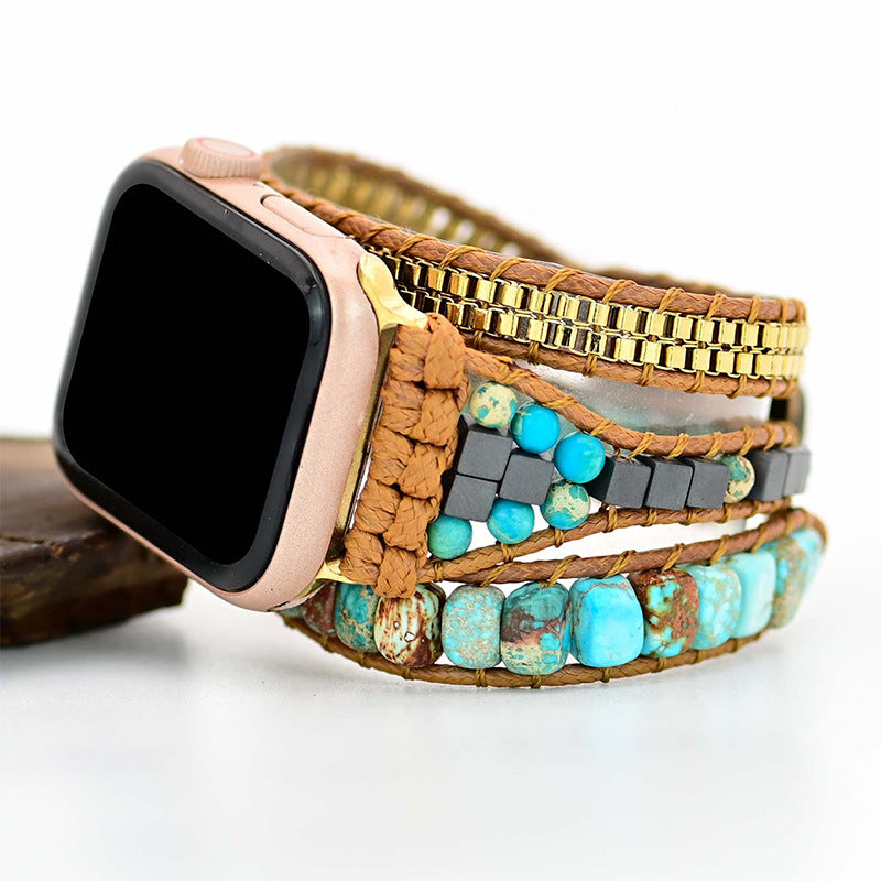 Handmade Boho Stone Watch Bracelet Band Compatible with Apple Watch - CIVIBUY
