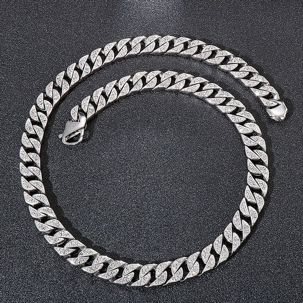 wide Stainless Cuban Miami Chains Necklaces CZ Zircon Box Lock Big Heavy Chain for Men Hip Hop jewelry - CIVIBUY