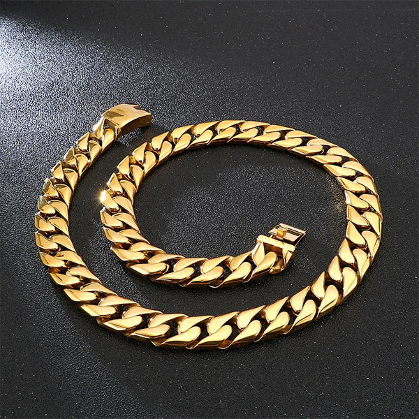 Men's Cuban chain necklace electroplating gold heavy chain