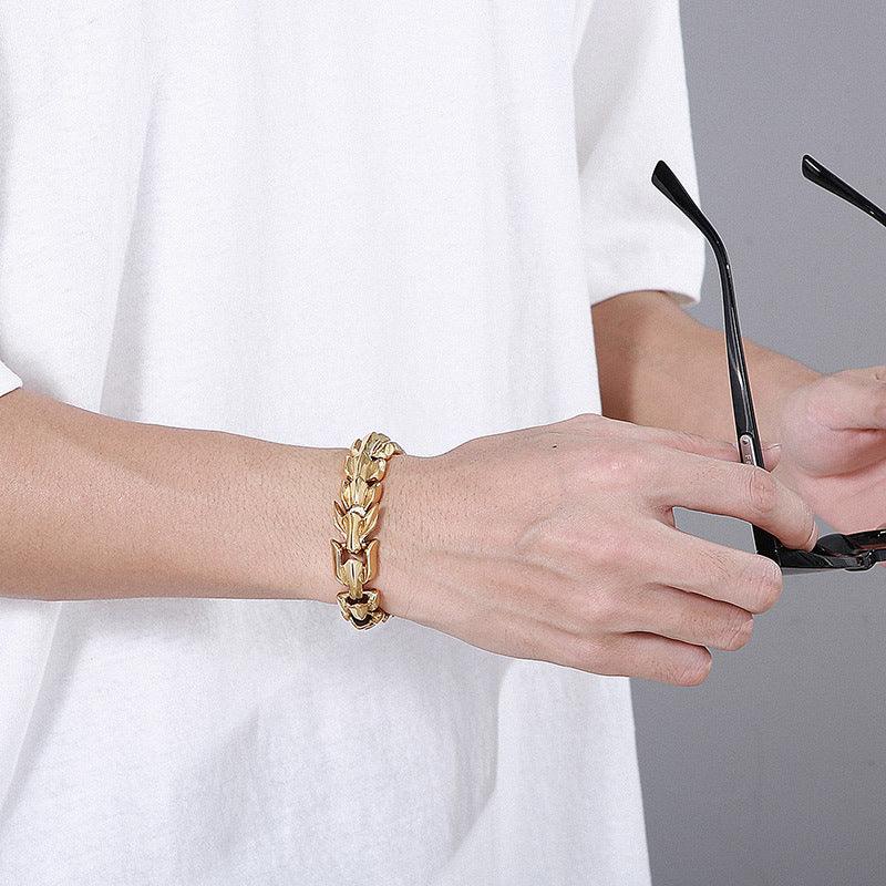 Gold bracelet stainless dragon chain for men - CIVIBUY