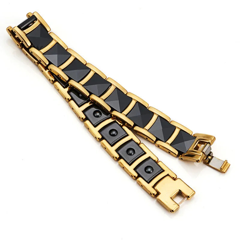 Magnetic Therapy Bracelet for Arthritis Pain Relief Men bracelet Gold - CIVIBUY
