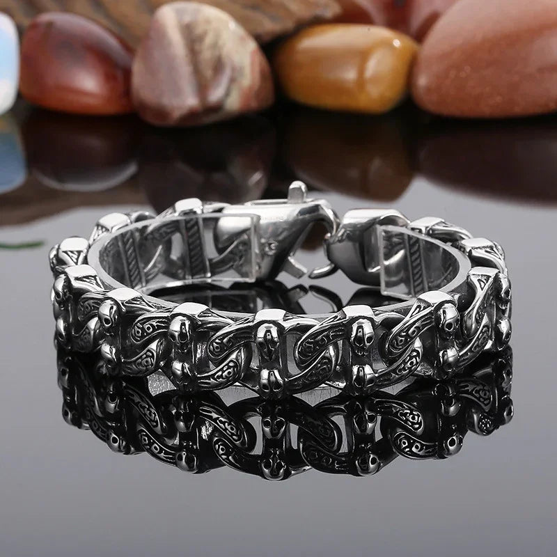 Mens Stainless Steel Franco Link Curb Chain Bracelet 2B12G-A - CIVIBUY