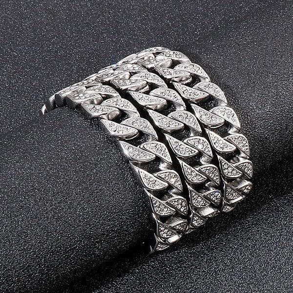 wide Stainless Cuban Miami Chains Necklaces CZ Zircon Box Lock Big Heavy Chain for Men Hip Hop jewelry - CIVIBUY