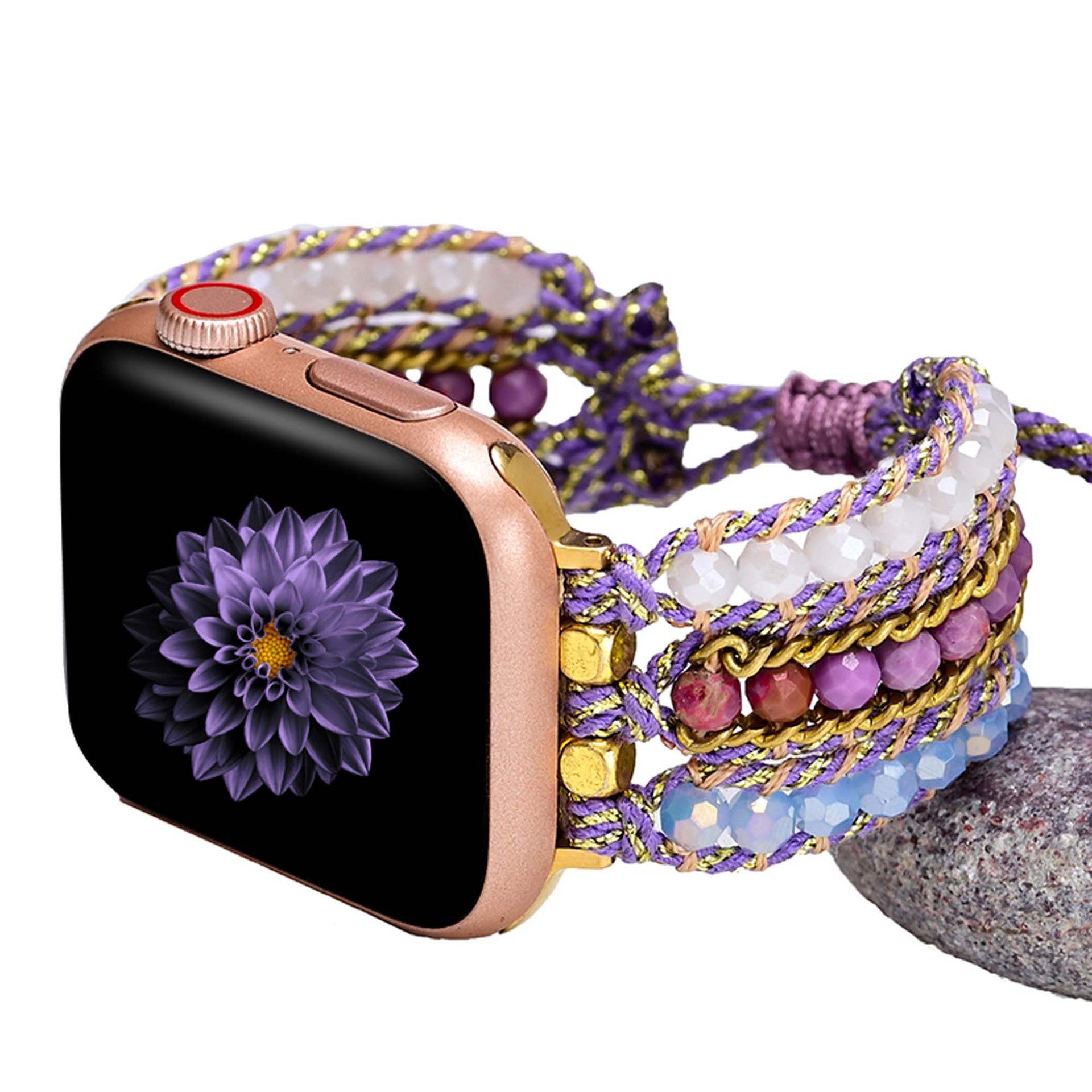 Handmade Beaded Purple stone Watch Strap for Apple Watch - CIVIBUY