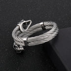 Gothic Skull Bangle Men stainless Curb Chain Skull Franco Link - CIVIBUY