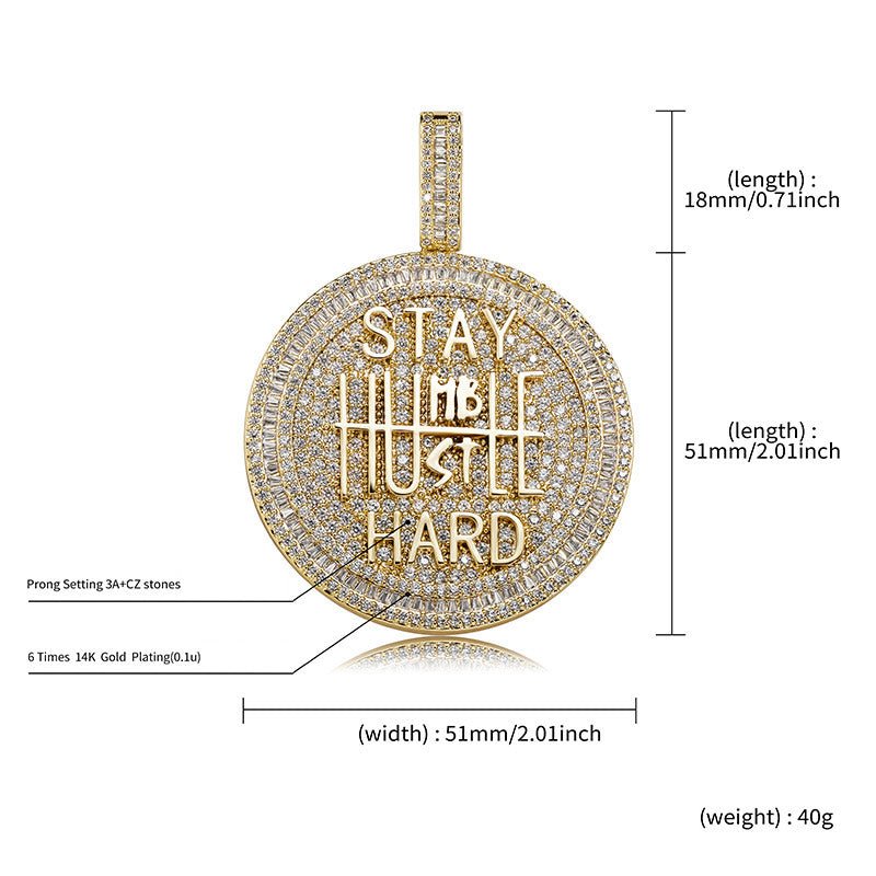 Party Necklace Cubic Zirconia Cut Tennis Gold Plated Pendant & Chain for Women and Men - CIVIBUY