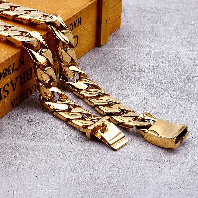 Men's Cuban chain necklace electroplating gold heavy chain - CIVIBUY