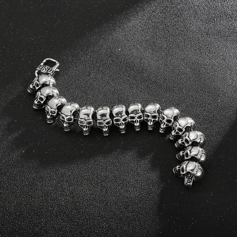 Skull Link Necklace In Metal Solid 316L Marine Grade Stainless Steel for Men - CIVIBUY