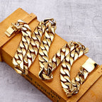 Men's Cuban chain necklace electroplating gold heavy chain - CIVIBUY