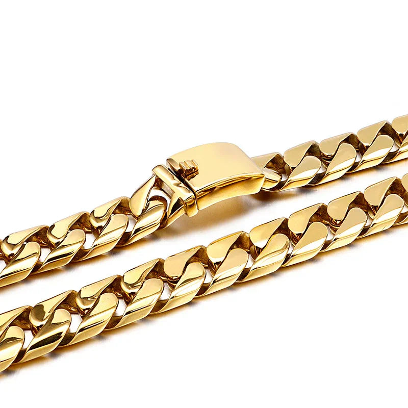 Men's Cuban chain necklace electroplating gold heavy chain - CIVIBUY