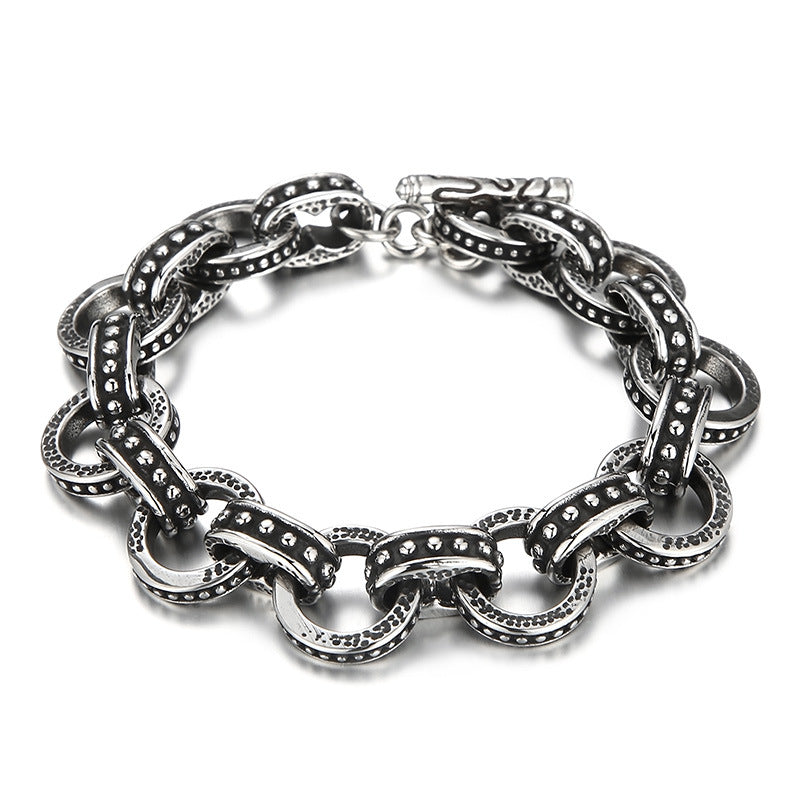 Viking Charms thor Cuban Chain Mens Large Steel Bracelet with Clasp - CIVIBUY