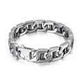 Mens Classic Chain Cuba Bracelet Silver Large - CIVIBUY