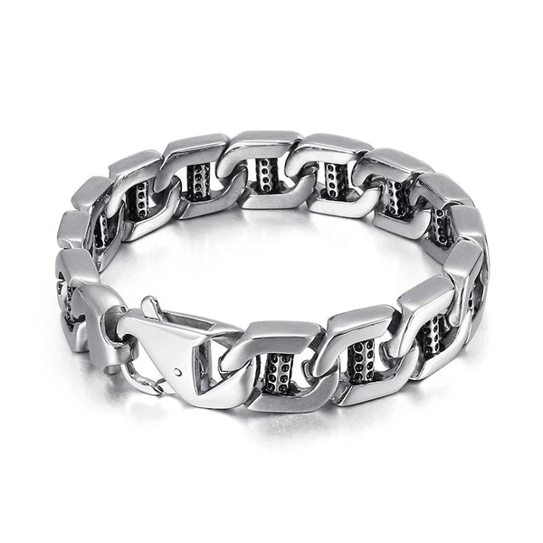 Mens Classic Chain Cuba Bracelet Silver Large