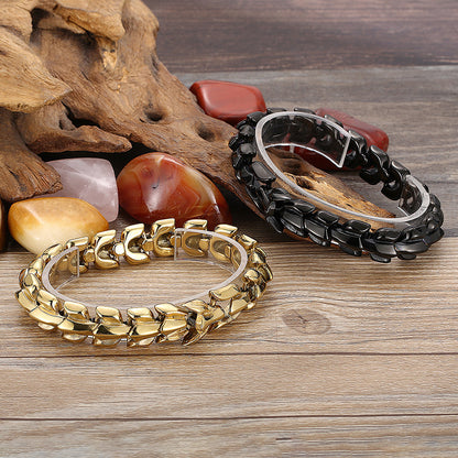 Gold bracelet stainless dragon chain for men - CIVIBUY