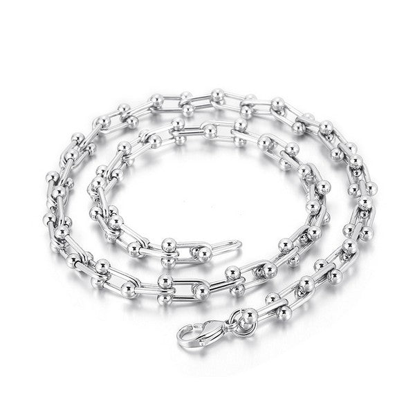 Classic Mens Necklace 316L Stainless Steel Silver Chain Color 18"(10mm) - CIVIBUY