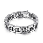 Mens Classic Chain Cuba Bracelet Silver Large - CIVIBUY