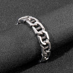 Mens Classic Chain Cuba Bracelet Silver Large - CIVIBUY
