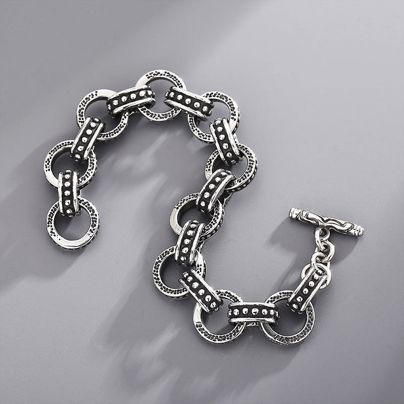 Viking Charms thor Cuban Chain Mens Large Steel Bracelet with Clasp - CIVIBUY
