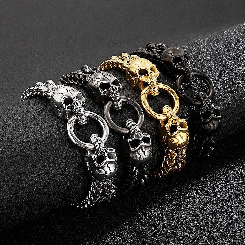 Viking Skull bracelet Mens stainless steel bracelets wrist bracelet - CIVIBUY