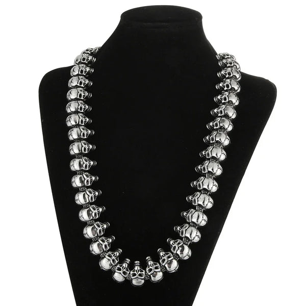 Halsketting met doodshoofdschakel van massief metaal 316L roestvrij staal van marinekwaliteit voor heren 