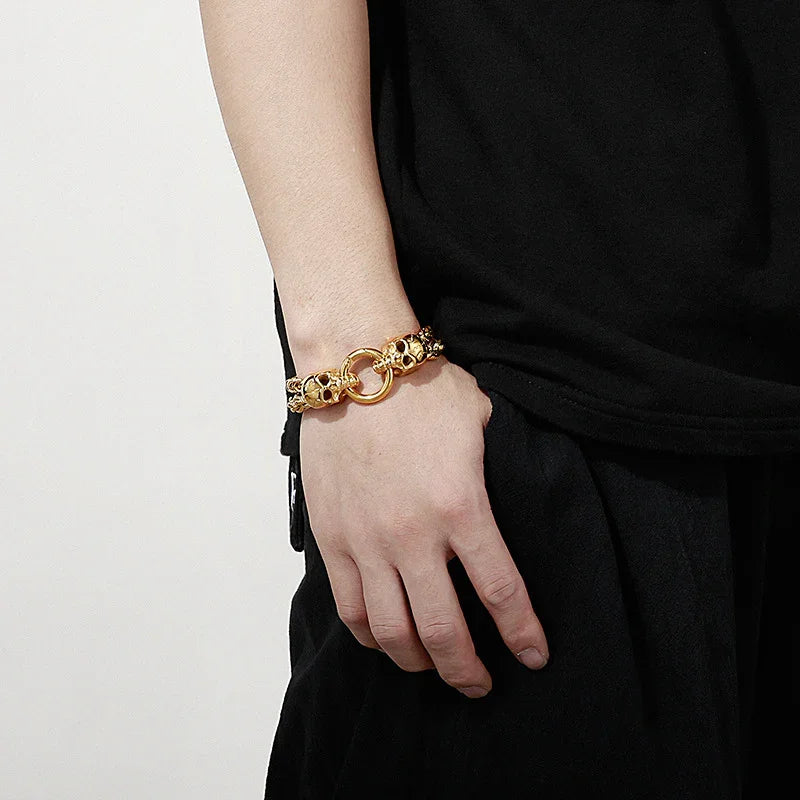 Viking Skull bracelet Mens stainless steel bracelets wrist bracelet - CIVIBUY