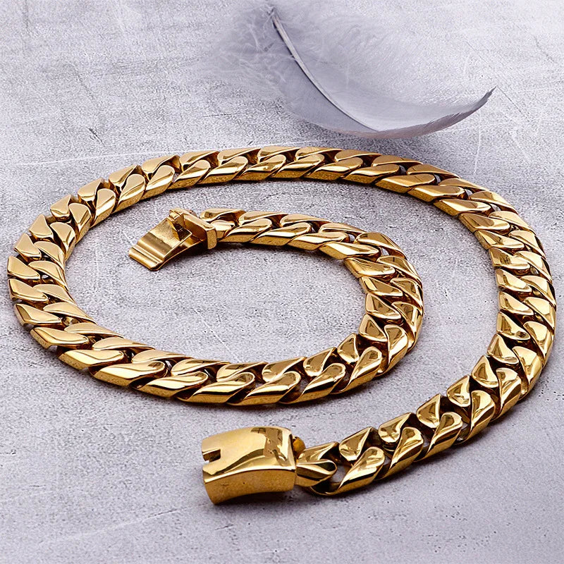 Men's Cuban chain necklace electroplating gold heavy chain - CIVIBUY
