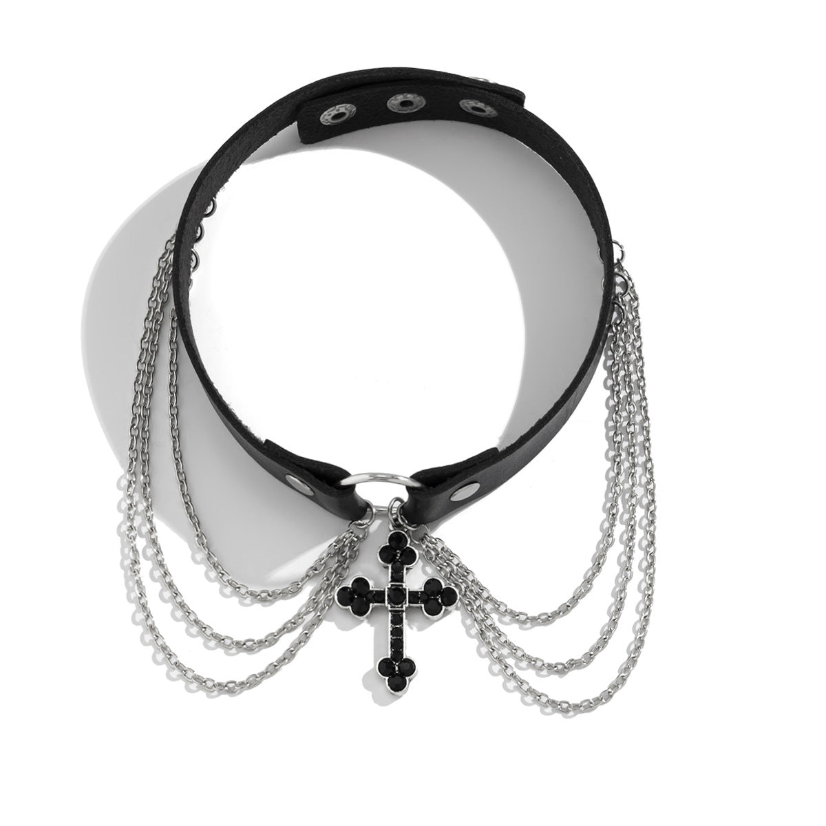 Cool Punk Gothic Collar for Women Black PU Leather Vingate Necklace Adjustable - CIVIBUY