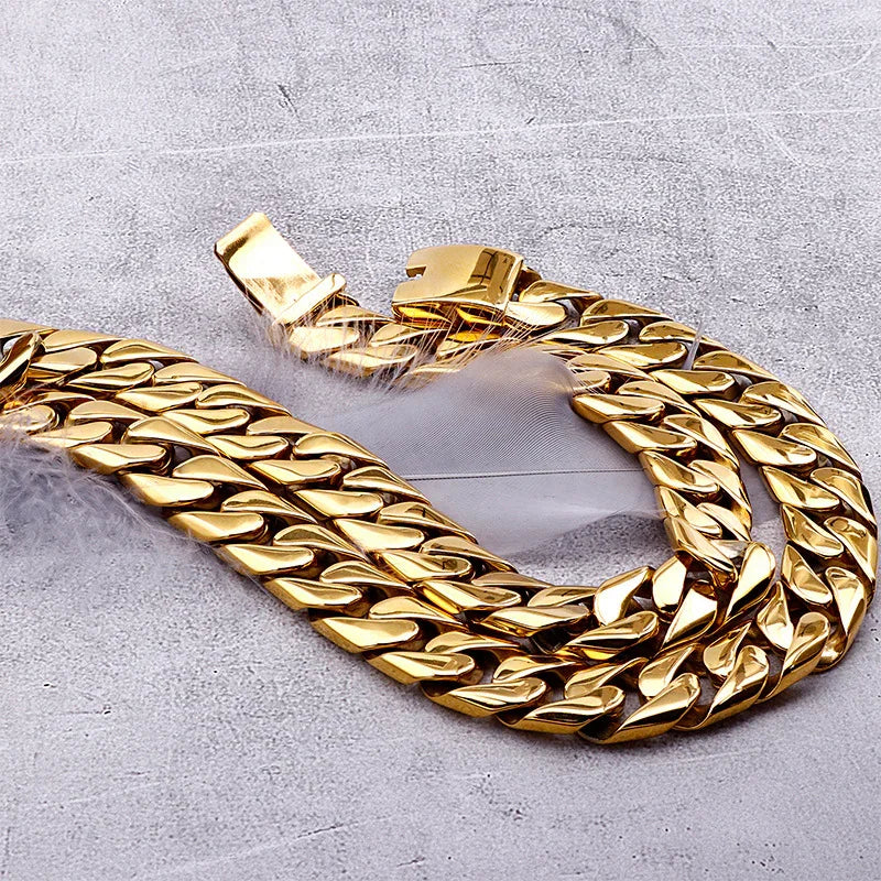 Men's Cuban chain necklace electroplating gold heavy chain - CIVIBUY