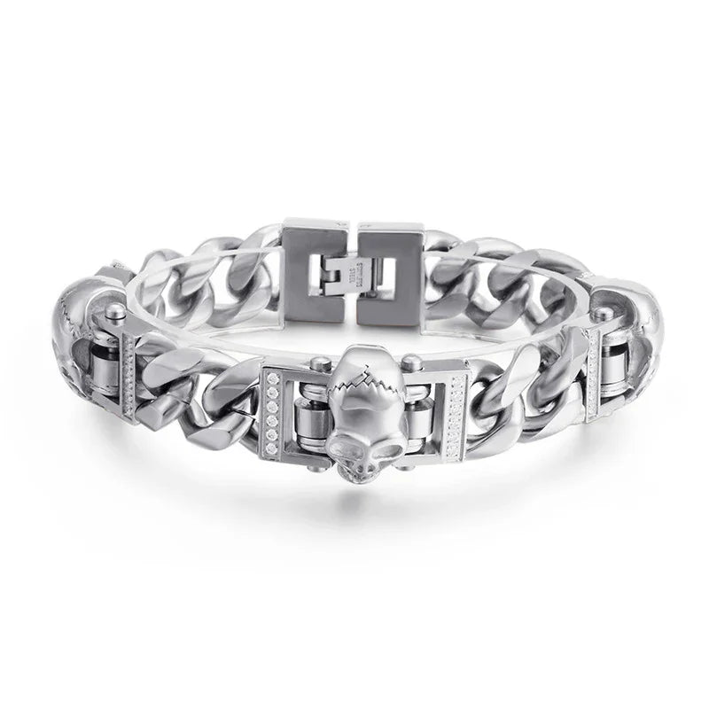 Viking Bracelet punk skull with zircon men's bracelet GF-G22 - CIVIBUY