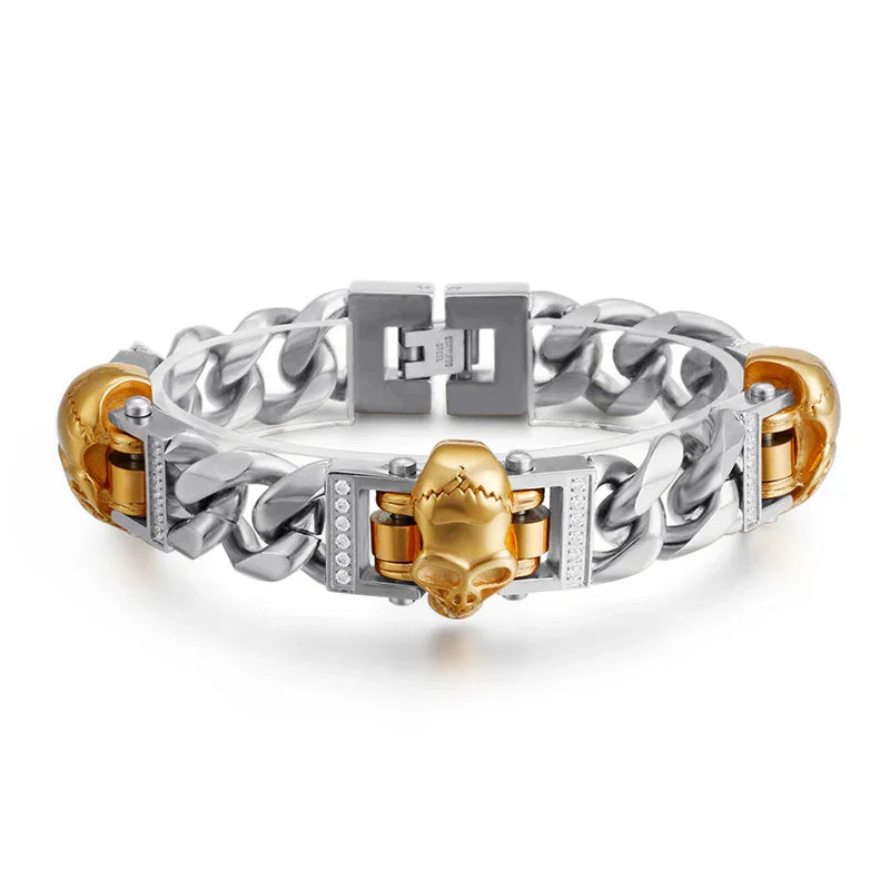 Viking Bracelet punk skull with zircon men's bracelet GF-G22 - CIVIBUY