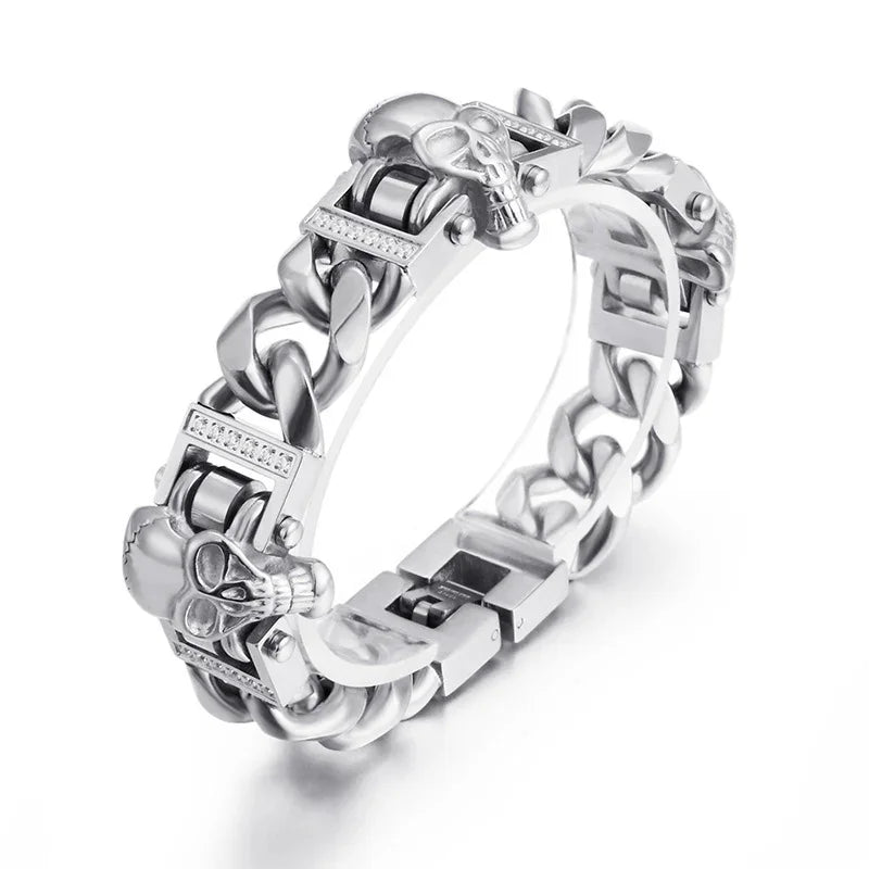 Viking Bracelet punk skull with zircon men's bracelet GF-G22 - CIVIBUY