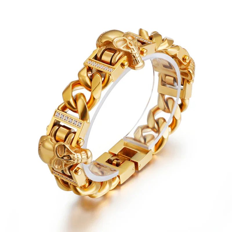 Viking Bracelet punk skull with zircon men's bracelet GF-G22 - CIVIBUY