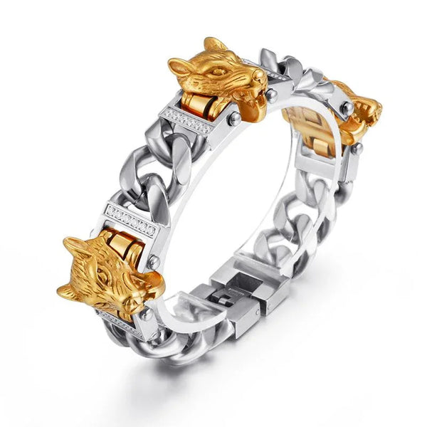 Viking Wolf Armband punk Wolf met zirkoon herenarmband GF-G22