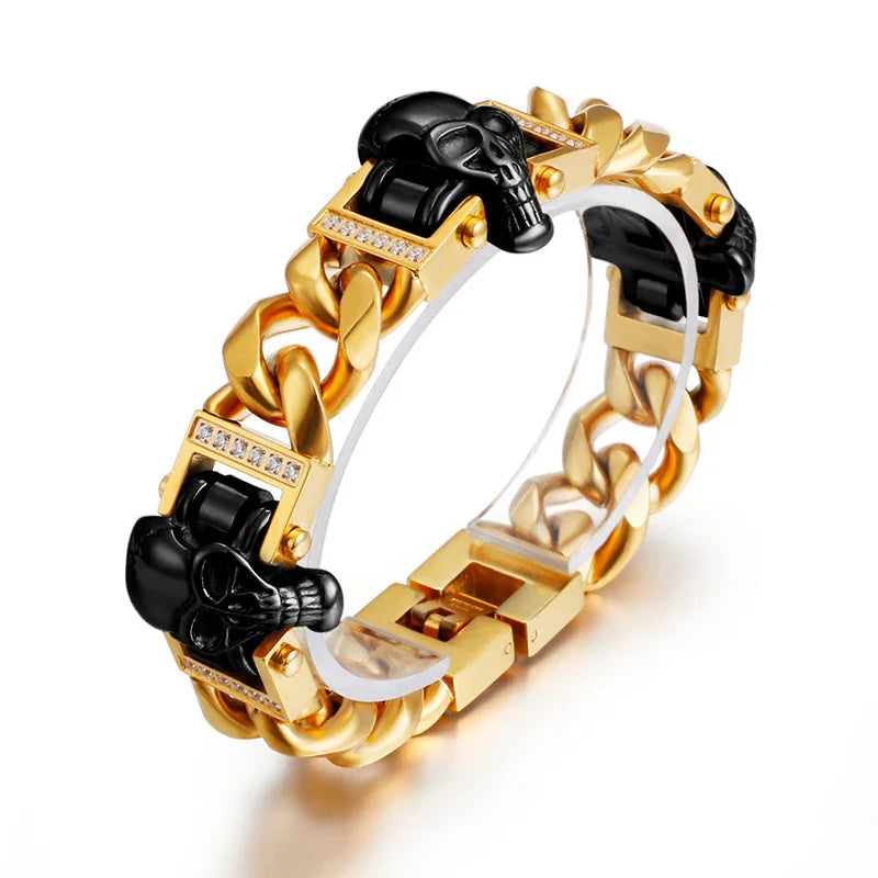 Viking Bracelet punk skull with zircon men's bracelet GF-G22 - CIVIBUY